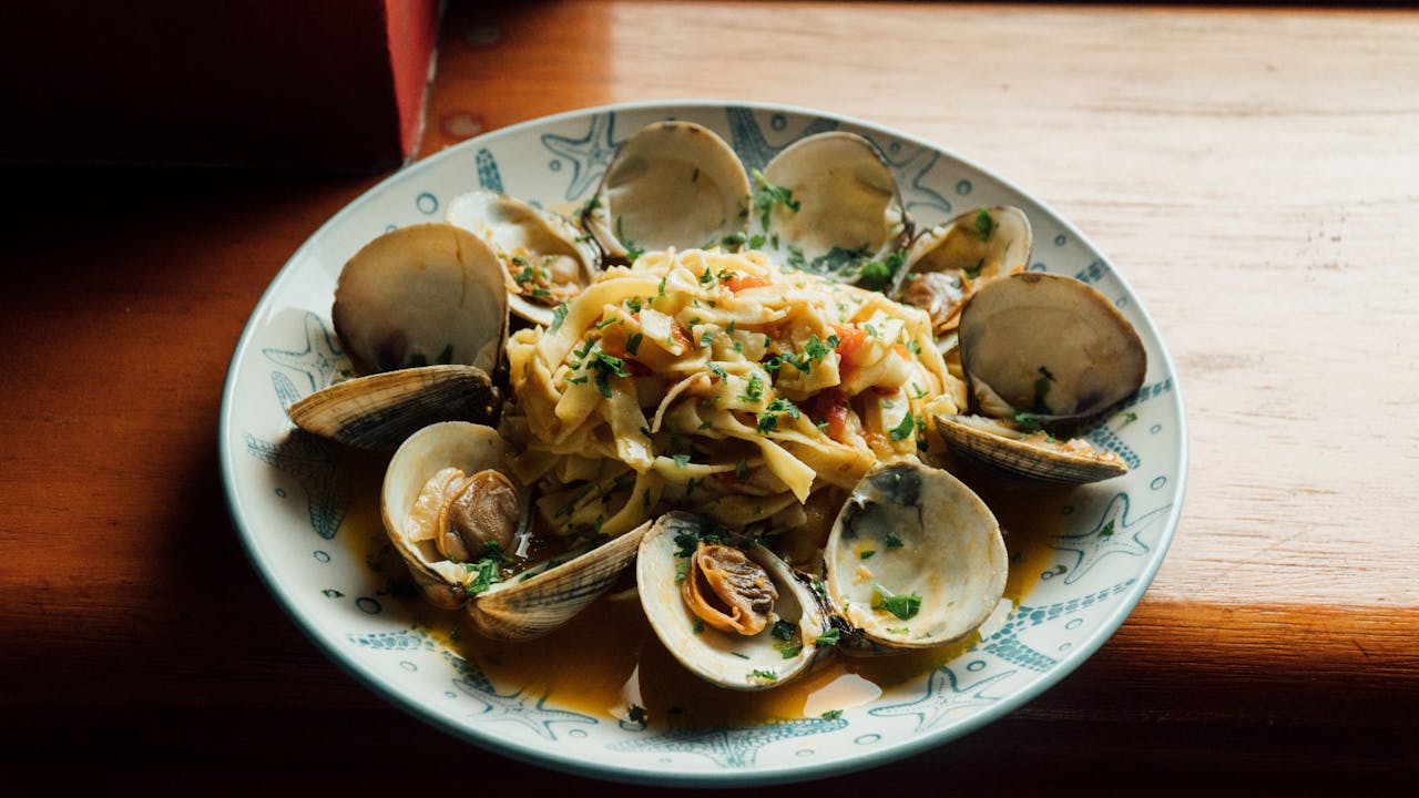 summer camping dinner idea with linguine and clams