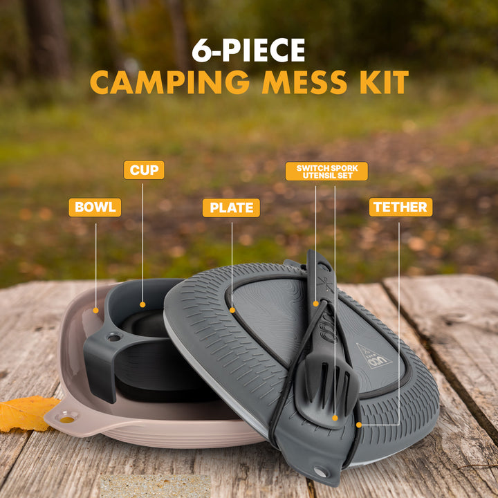 Compact UCO mess kit for backpacking and hiking trips-venture grey gray mess kit by uco gear
