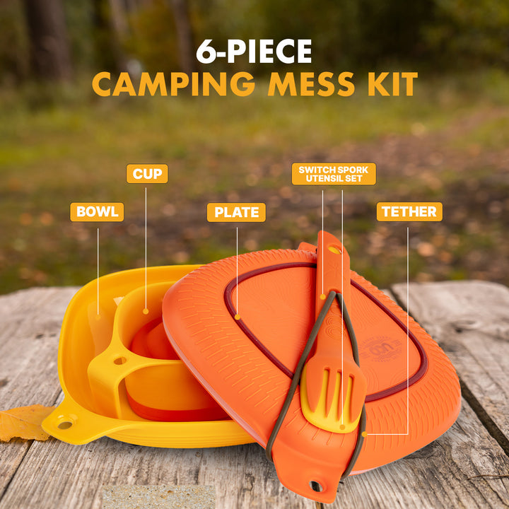 Compact UCO mess kit for backpacking and hiking trips-sunrise orange mess kit by uco