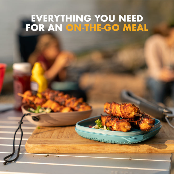 Mess kit for backpacking with plate and bowl for hot or cold meals