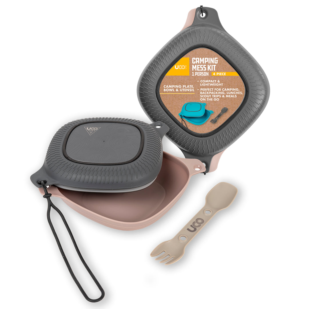 UCO_4-Piece_Mess_Kit_with_bowl_plate_lid_Spork_and_elastic_tether-Venture_Grey_4_piece_mess_kit_UCO
