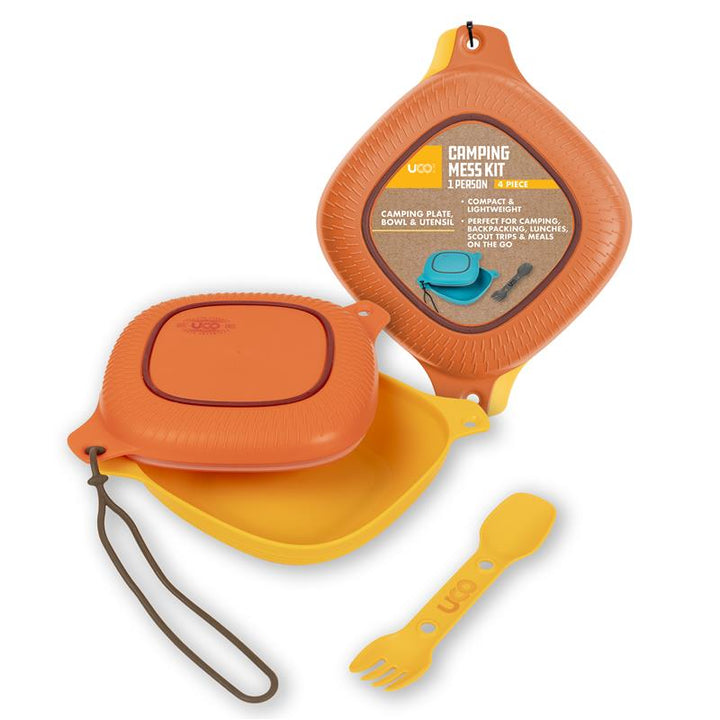 UCO_4-Piece_Mess_Kit_with_bowl_plate_lid_Spork_and_elastic_tether-sunrise_orange_4_piece_mess_kit_UCO
