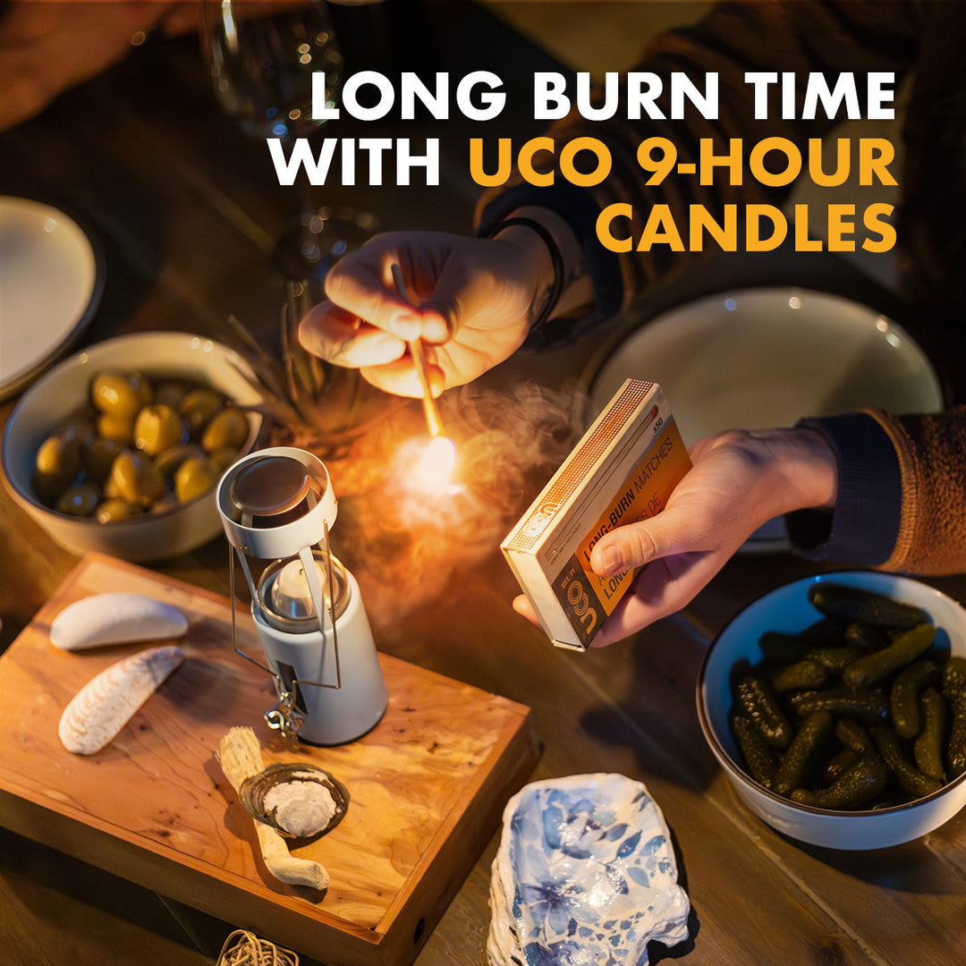 UCO Candle Lantern windproof outdoor light with two 12-hour emergency candle
