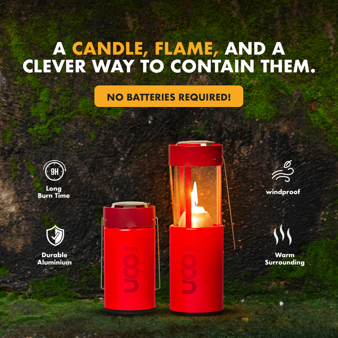 UCO Original Candle Lantern with emergency candle for camping gear and prepping