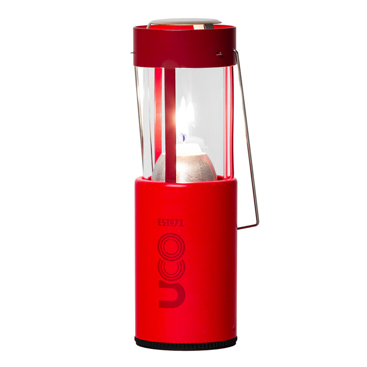 UCO Original Candle Lantern with emergency candle for camping gear and prepping_Volcano Red Candle Lantern