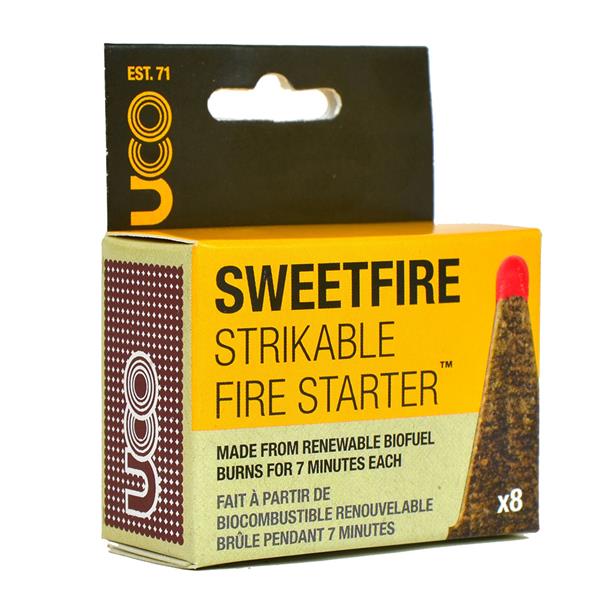 UCO Sweetfire Strikeable Fire Starter with 7-minute burn time per point