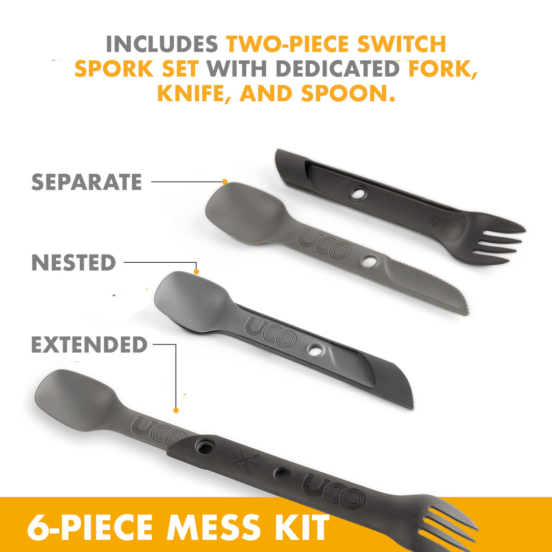 UCO mess kit for scouts with camping plates cups and bowls set-venture grey  mess kit by UCO gear