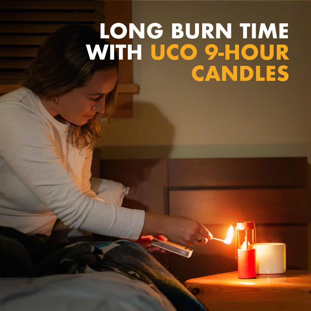 Windproof UCO Original Candle Lantern with emergency candle for outdoor camping gear