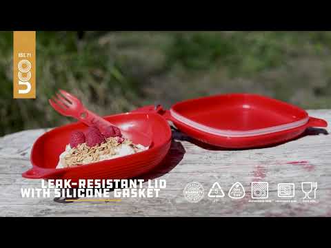 Compact eco-friendly mess kit for camping 1 person with tethered nesting design