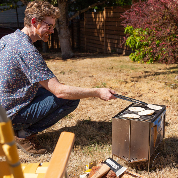 UCO Flatpack Smokeless Firepit & Grill ready for outdoor cooking