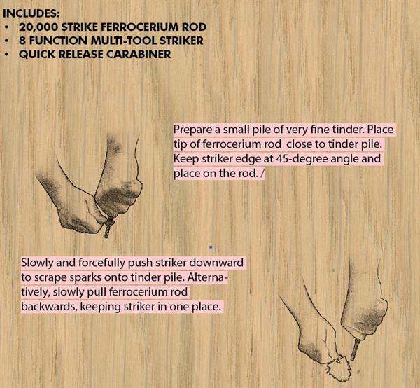 High-temp ferro rod fire starter with titanium-coated striker tool