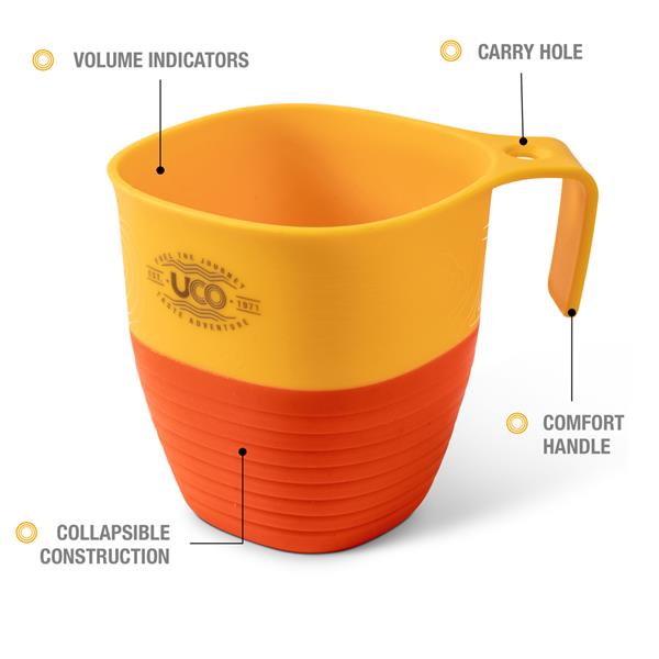 Space-saving cup for camping gear, hiking gear, or backpacking gear list