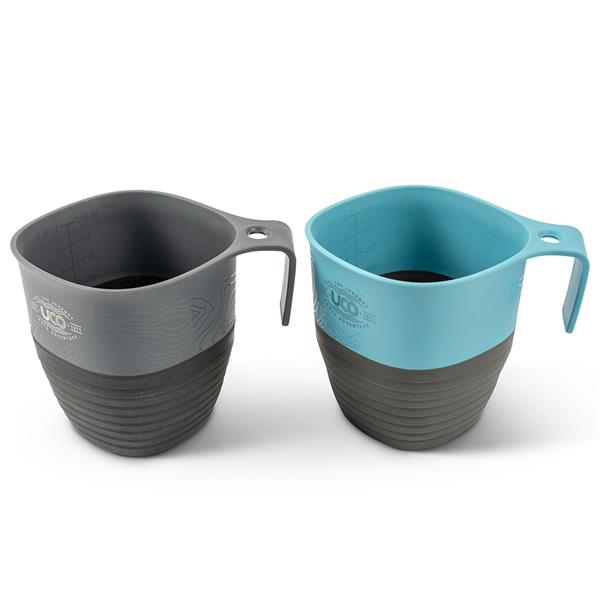 collapsible camp cup for backpacking gear and hiking trips-blue and venture grey camp cup