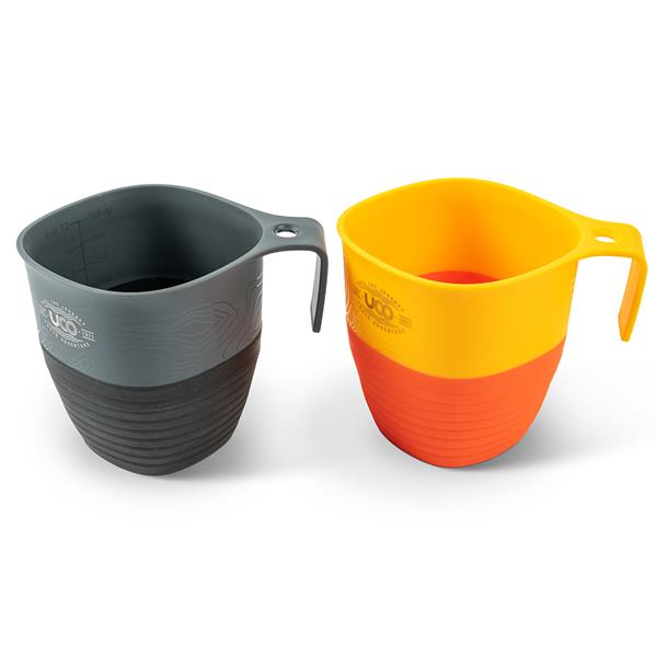 collapsible camp cup for backpacking gear and hiking trips-sunrise orange and venture grey camp cup